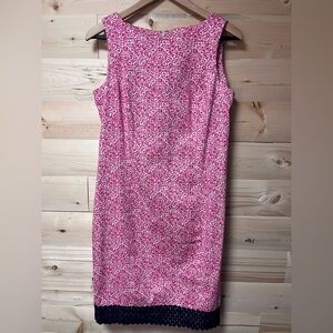 Talbots Pink & Navy Sleeveless Business Casual Dress Size 8p